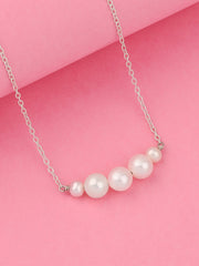 Natural Pearl String Pure Silver Chain with Pendant | Solitaire Pendant