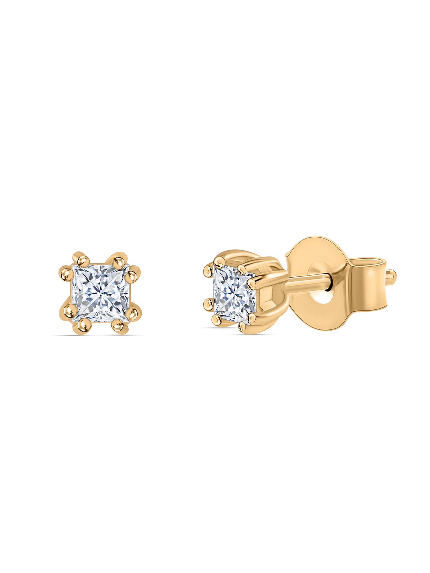 Lab-Grown Solitaire Diamond Stud Earrings In 14K Gold