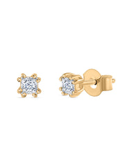 Lab-Grown Solitaire Diamond Stud Earrings In 14K Gold