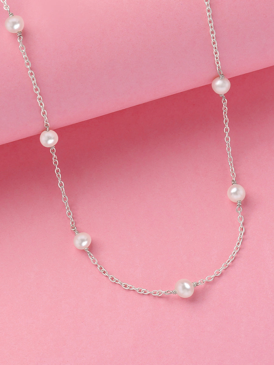 Multi Pearl Station Necklace For Women