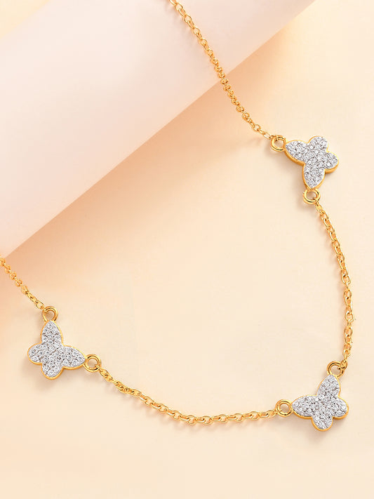 Gold Plated Butterfly Charm Necklace For Women