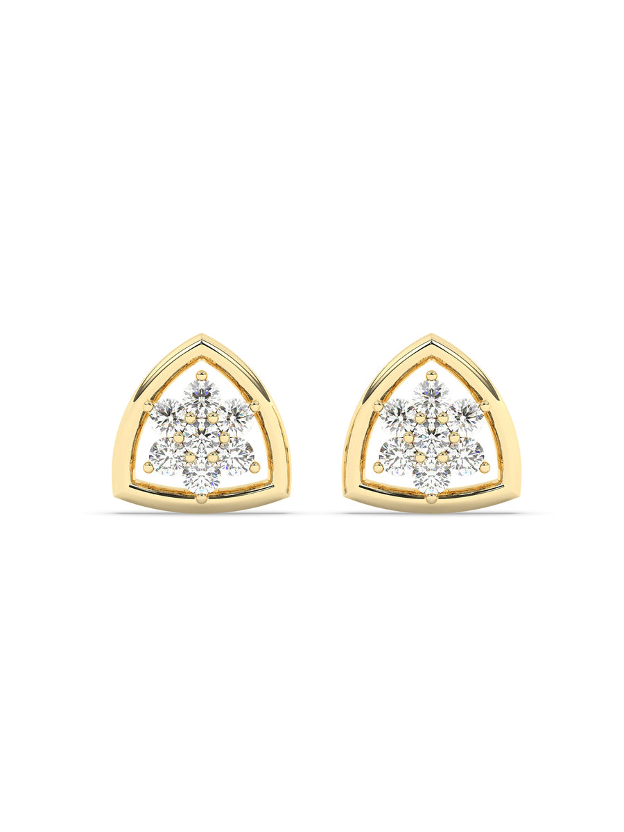 Trillion Diamond Earrings In Yellow Gold-3