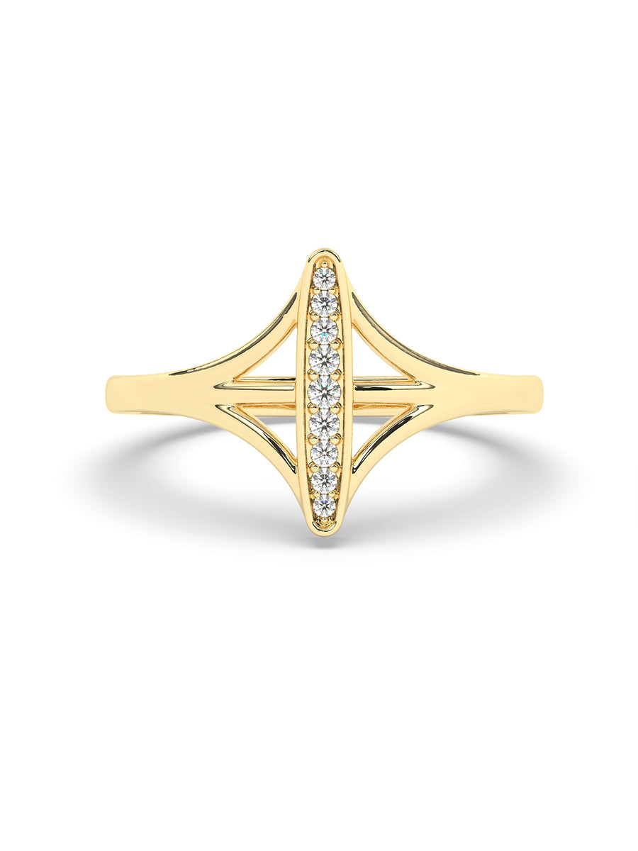 Diamond Bar Ring In Yellow Gold-1