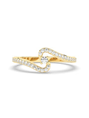 Wave Diamond Ring In Yellow Gold-1