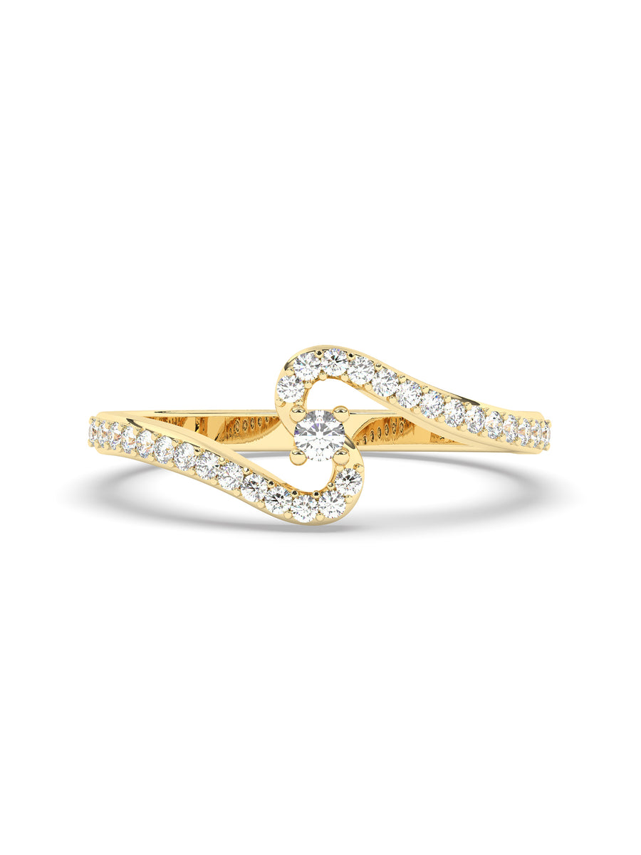 Wave Diamond Ring In Yellow Gold-1