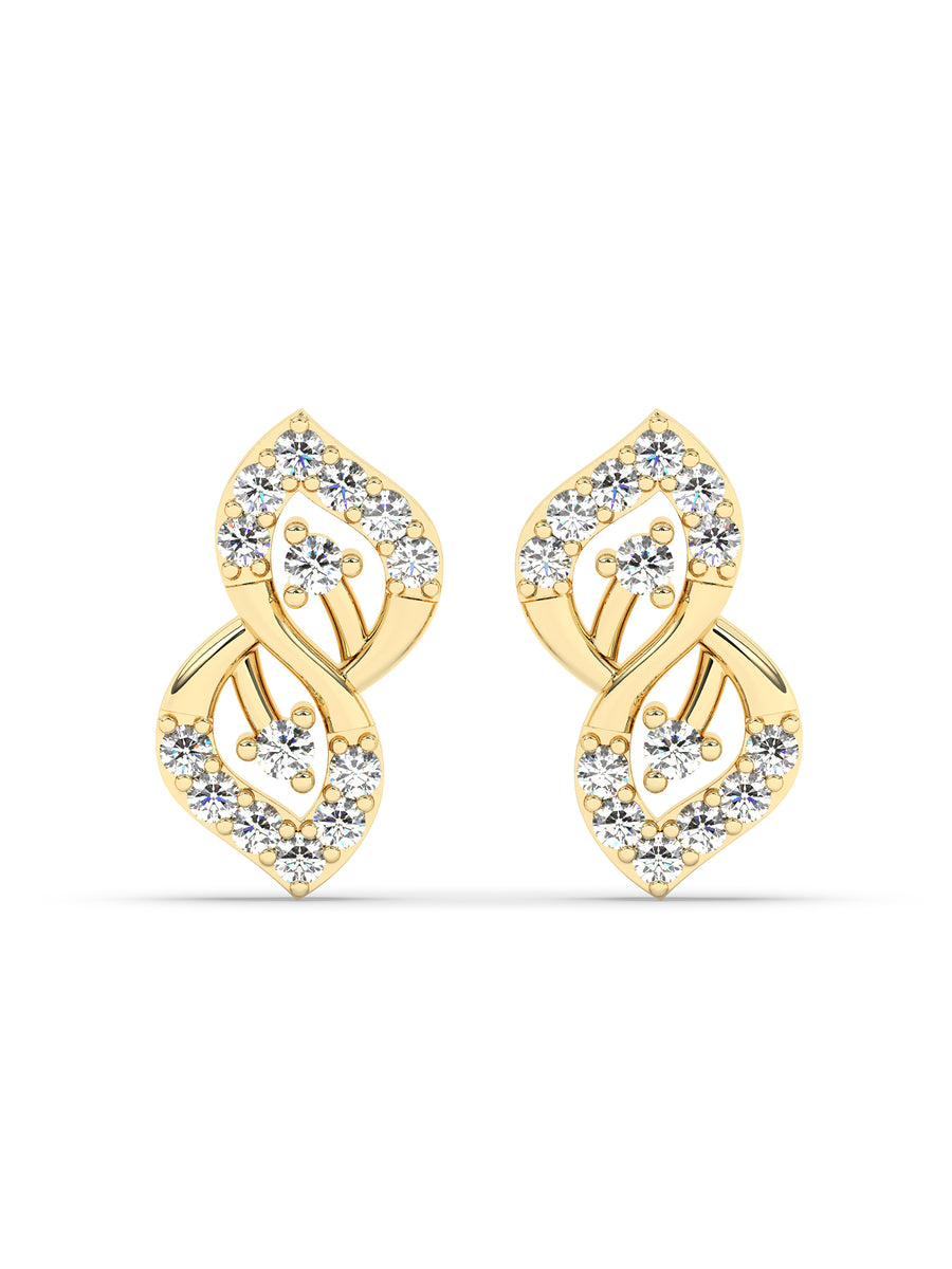 Leafy Affair Diamond Earrings In Yellow Gold-3