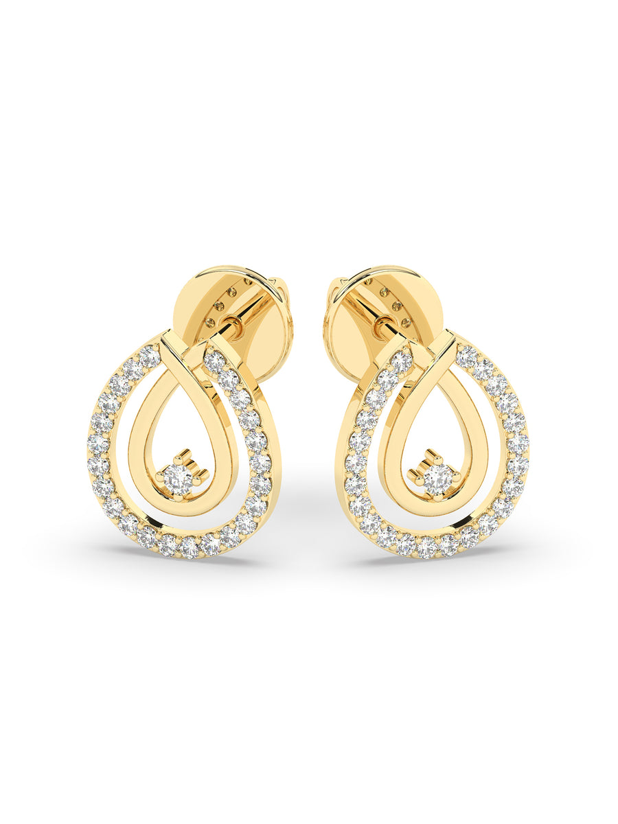 Drop Diamond Earrings In Yellow Gold-2