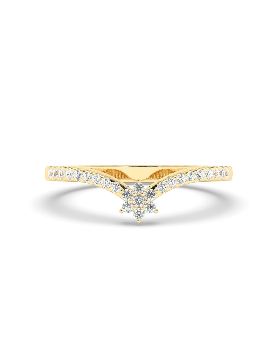 Flower Diamond Ring In Yellow Gold