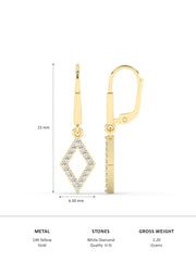 Geometric Diamond Dangle Earrings In Yellow Gold-6