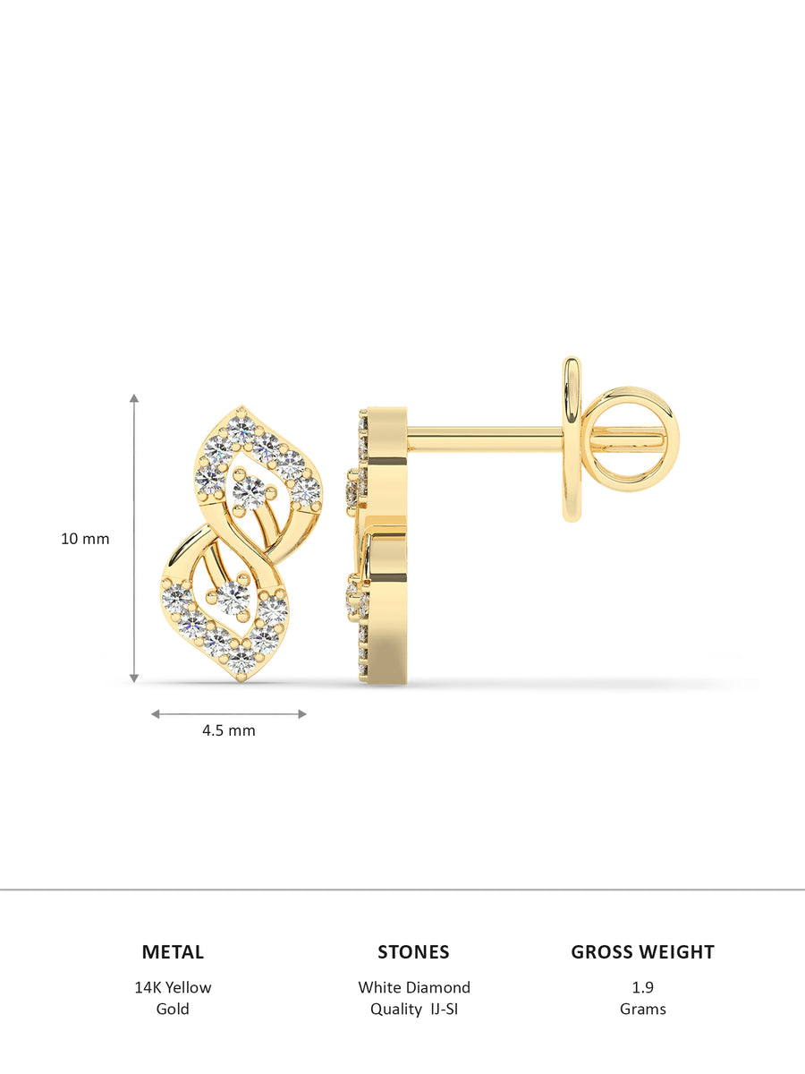 Leafy Affair Diamond Earrings In Yellow Gold-7