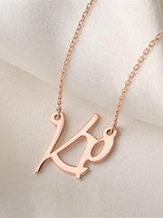 Rose Gold Name Pendant With Chain for Women_2