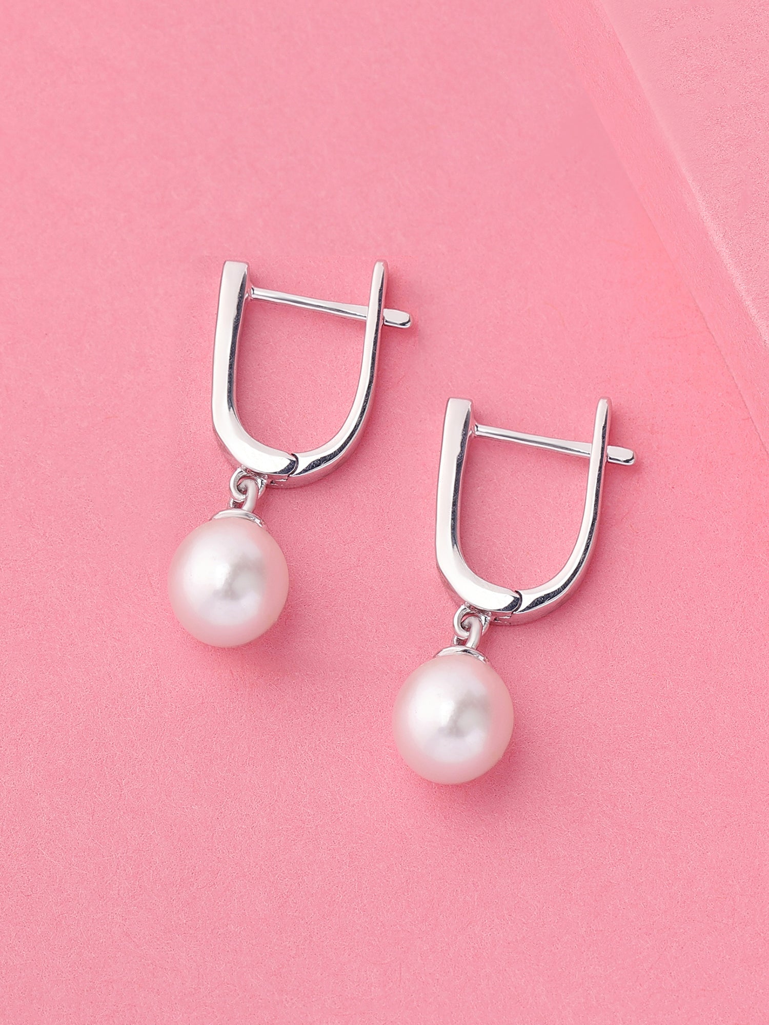 Pure Pearl Silver Dainty Dangler Earrings