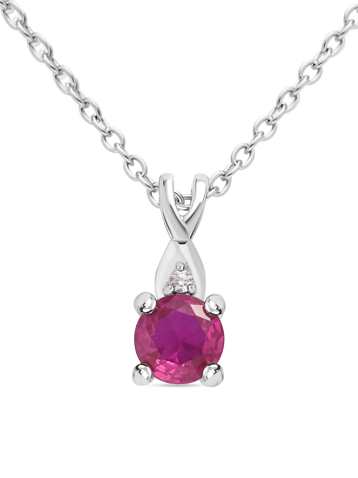 Ruby Solitaire Pendant With Chain In 18 Inch Made With 925 Silver