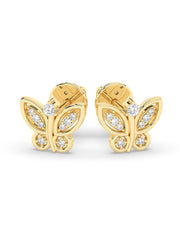 Butterfly Diamond Earring Studs In Yellow Gold