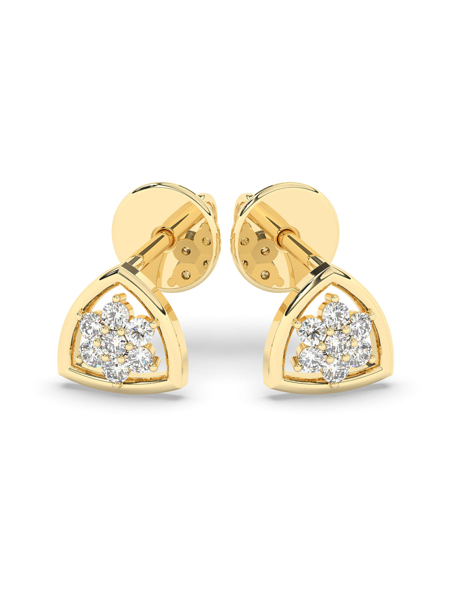 Trillion Diamond Earrings In Yellow Gold