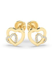 Lovely Heart Diamond Earrings In Yellow Gold