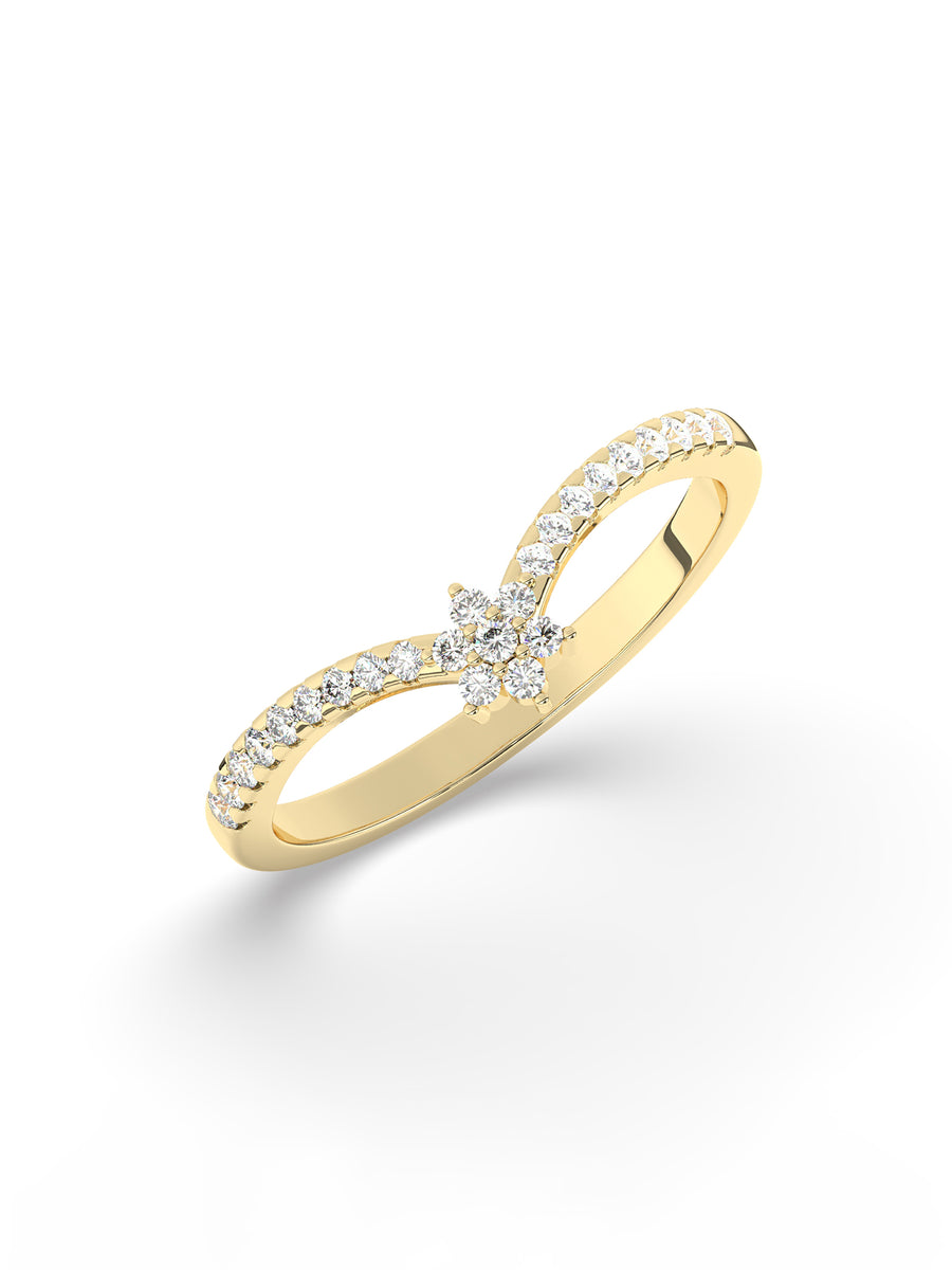 Flower Diamond Ring In Yellow Gold-1