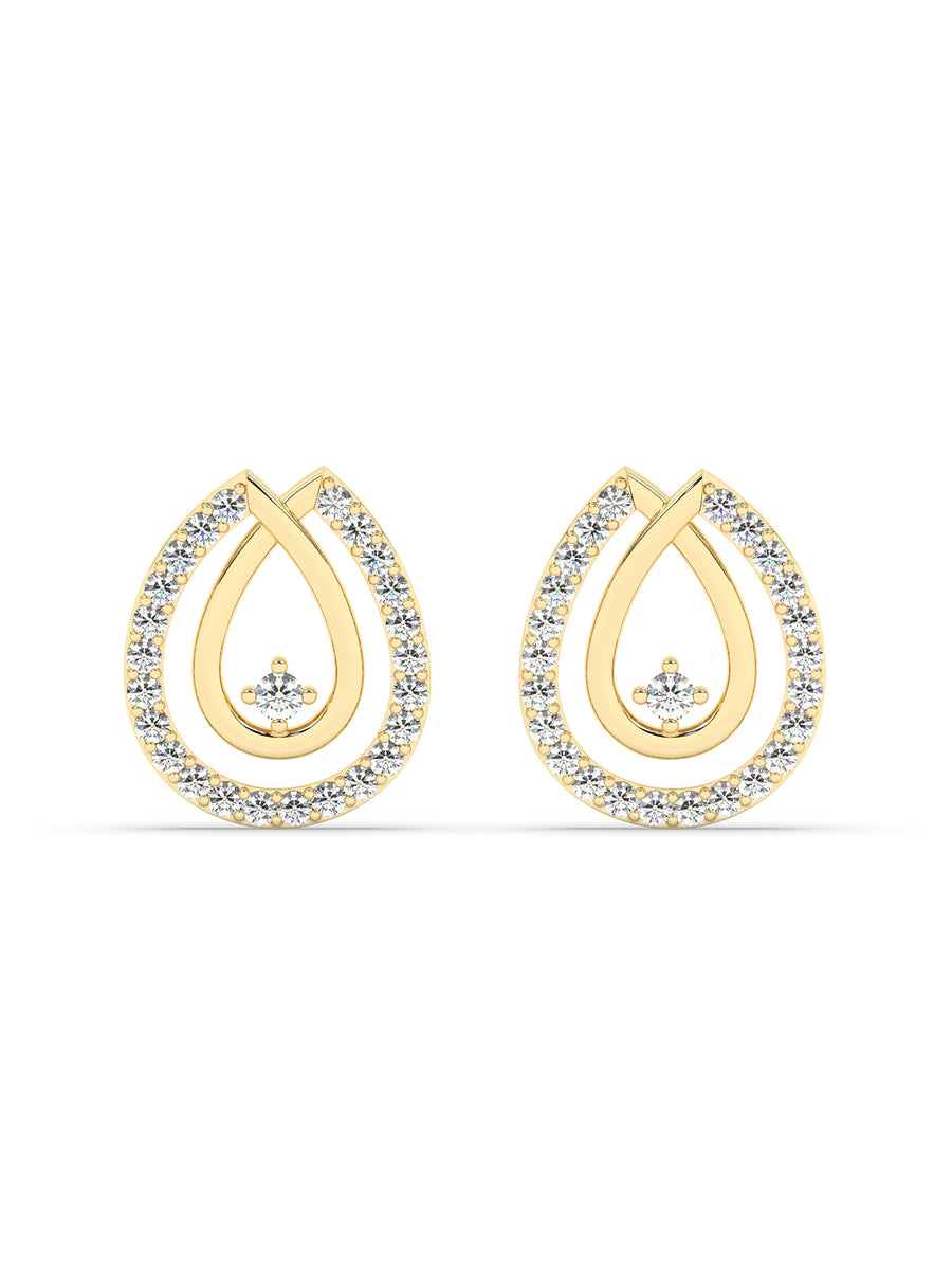 Drop Diamond Earrings In Yellow Gold-3