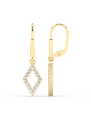 Geometric Diamond Dangle Earrings In Yellow Gold