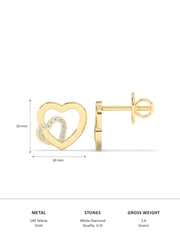 Lovely Heart Diamond Earrings In Yellow Gold-6