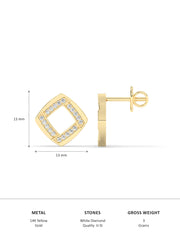 Square Diamond Studs in Yellow Gold-6