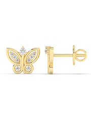 Butterfly Diamond Earring Studs In Yellow Gold-2
