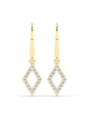 Geometric Diamond Dangle Earrings In Yellow Gold-1