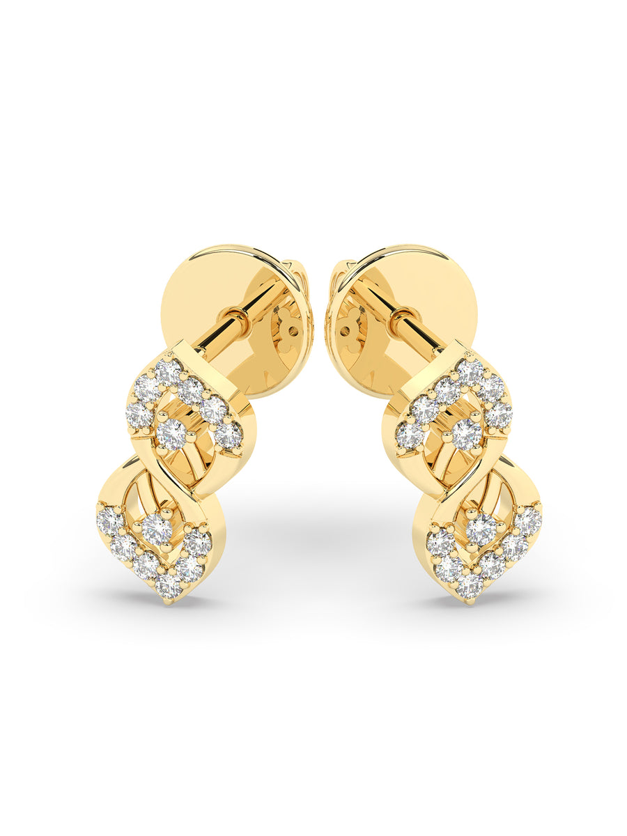 Leafy Affair Diamond Earrings In Yellow Gold
