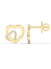 Lovely Heart Diamond Earrings In Yellow Gold-2