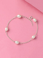 Dainty Pearl Silver Bracelet For Women