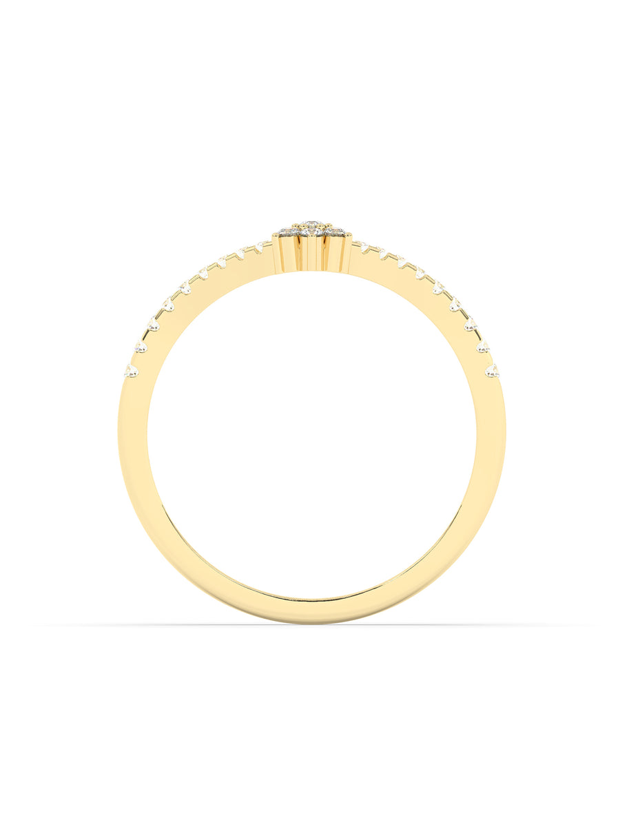 Flower Diamond Ring In Yellow Gold-4