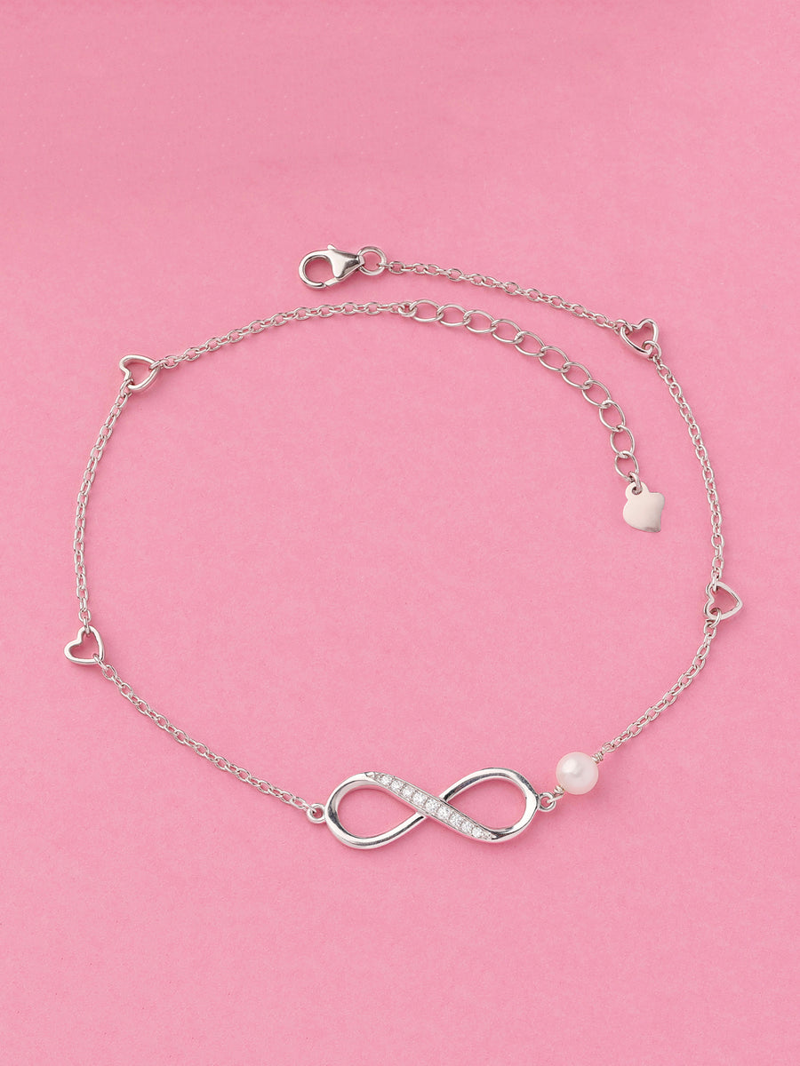 Infinity Pearl Anklet For Women