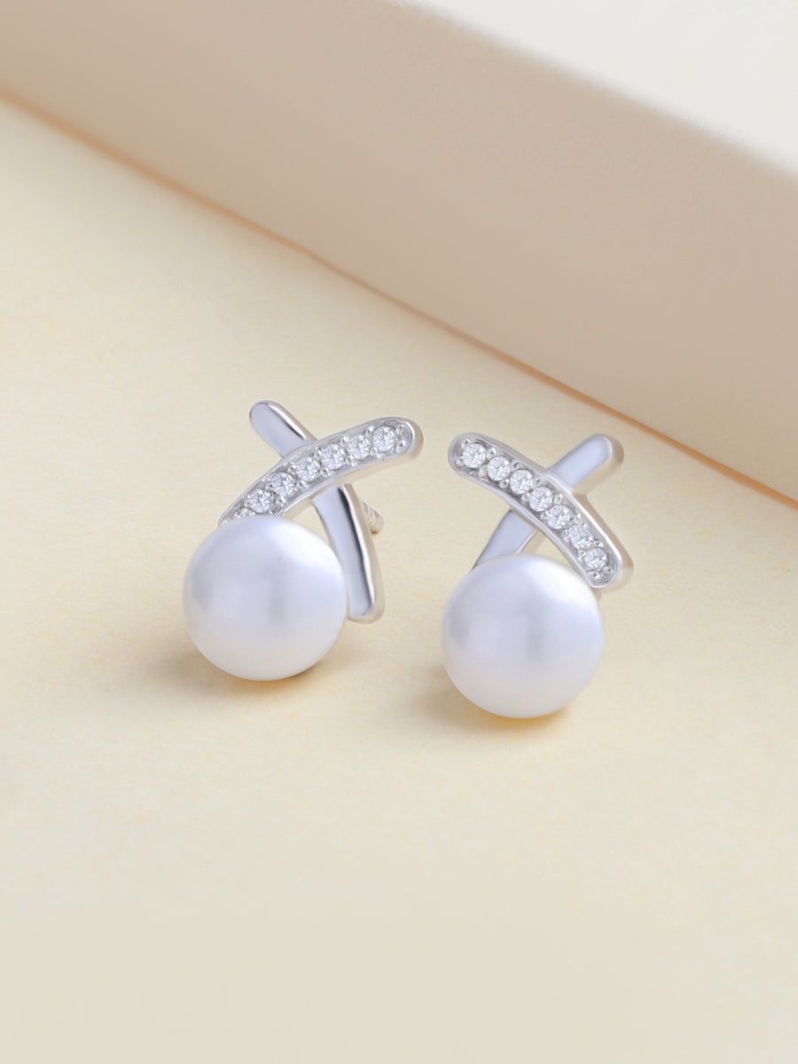 White Natural Pearl Earring For Women