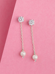 Diamond Look Pearl Danglers For Women