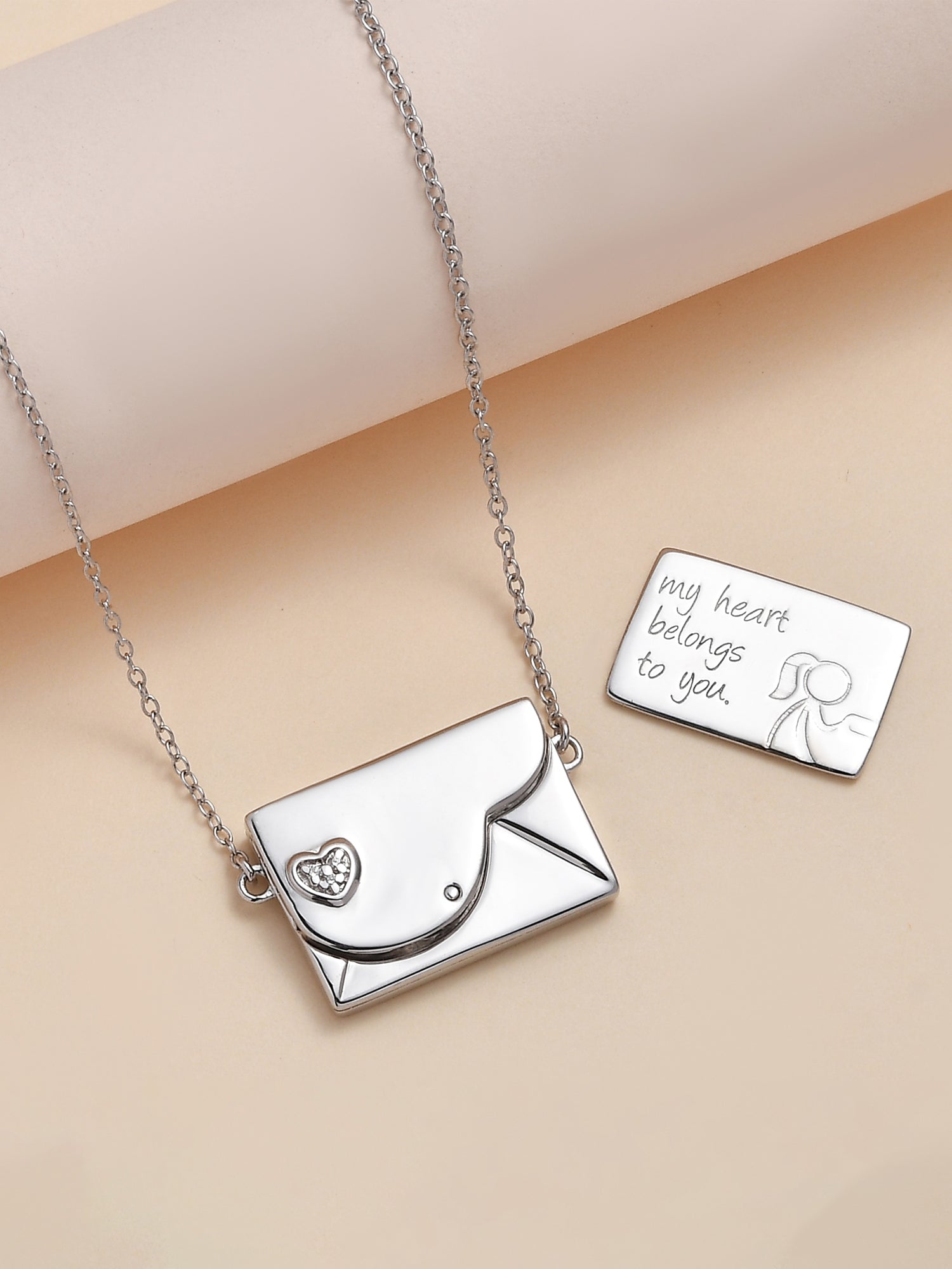 "My Hearts Belongs To You"  Secret Letter Necklace In Pure Silver