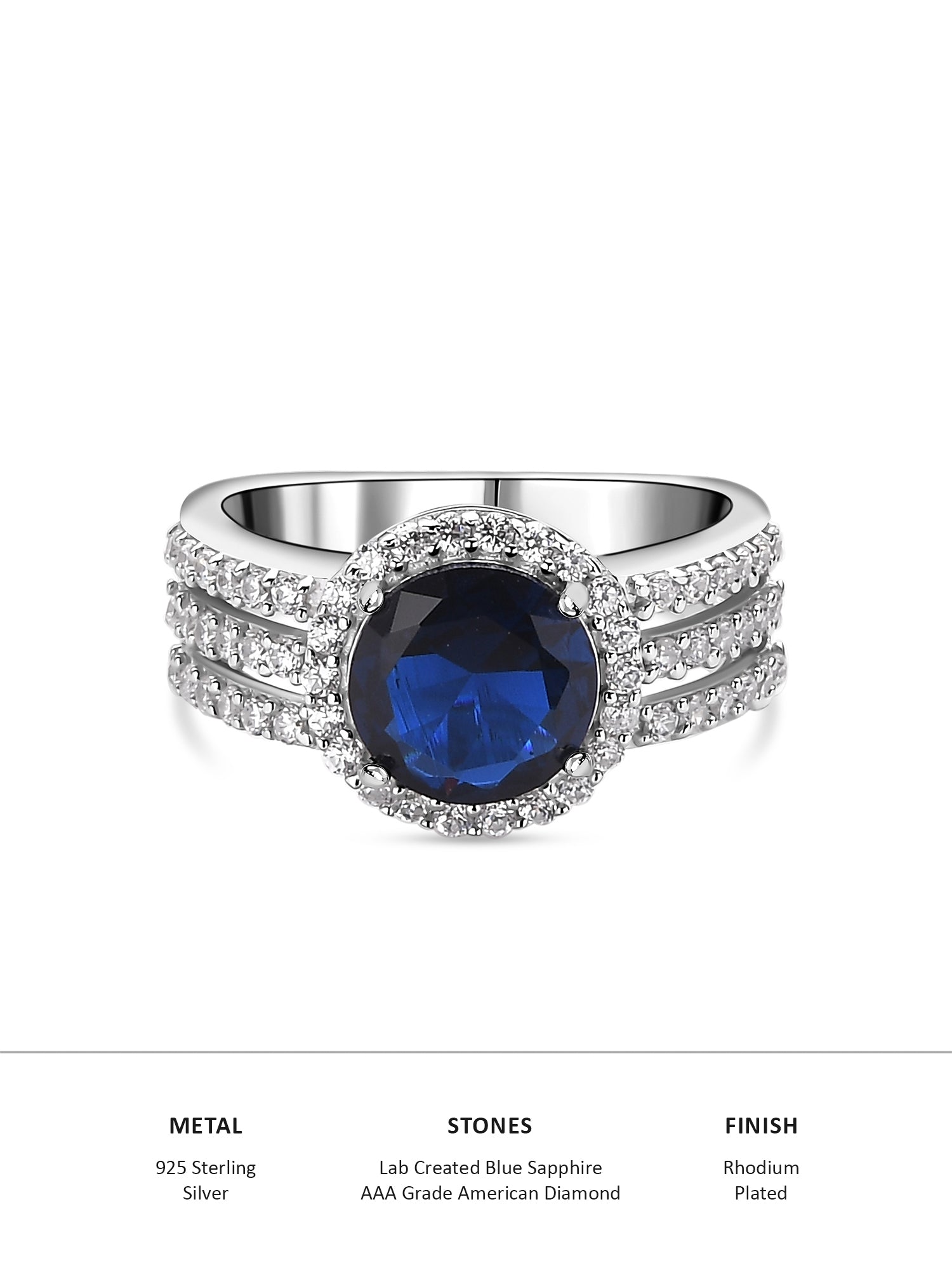 2 Carat Blue Sapphire Engagement Ring For Women In Silver-4