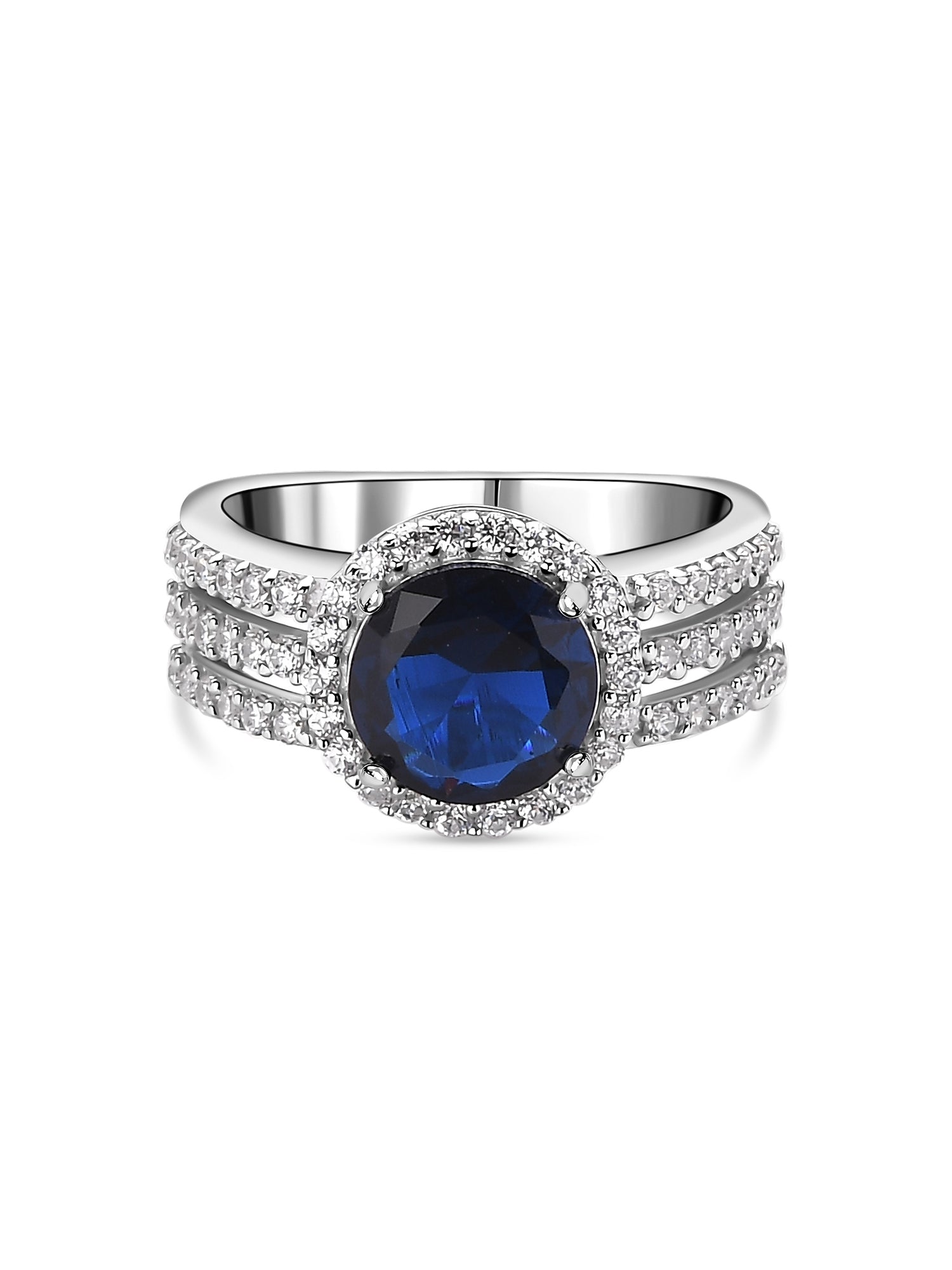 2 Carat Blue Sapphire Engagement Ring For Women In Silver