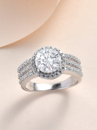 American Diamond 2 Carat Solitaire Band Ring In Silver