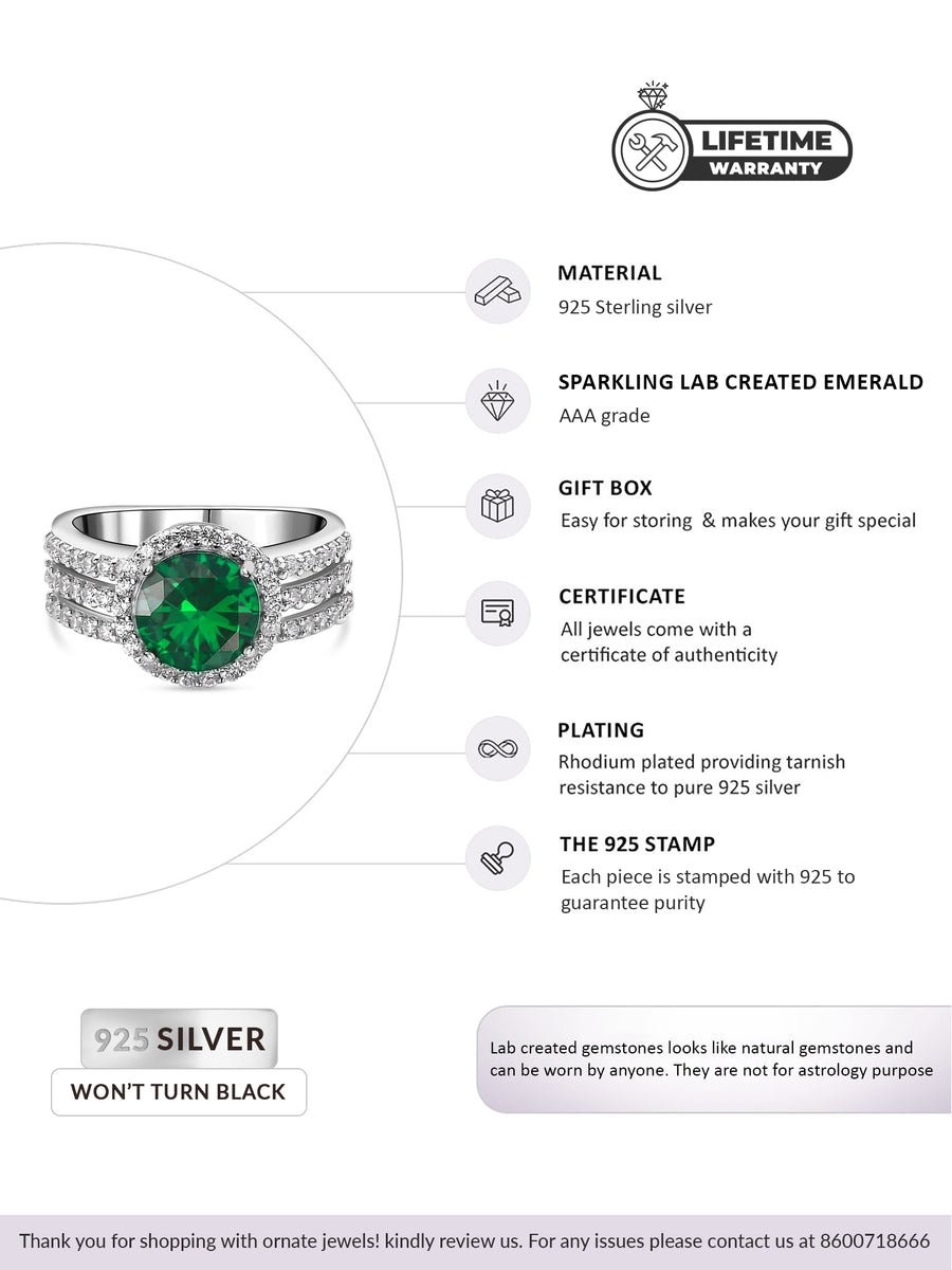 2 Carat Emerald Magnificient Silver Ring For Women-5