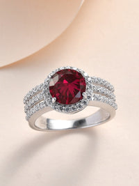 2 Carat Ruby Solitaire Band Ring In Silver
