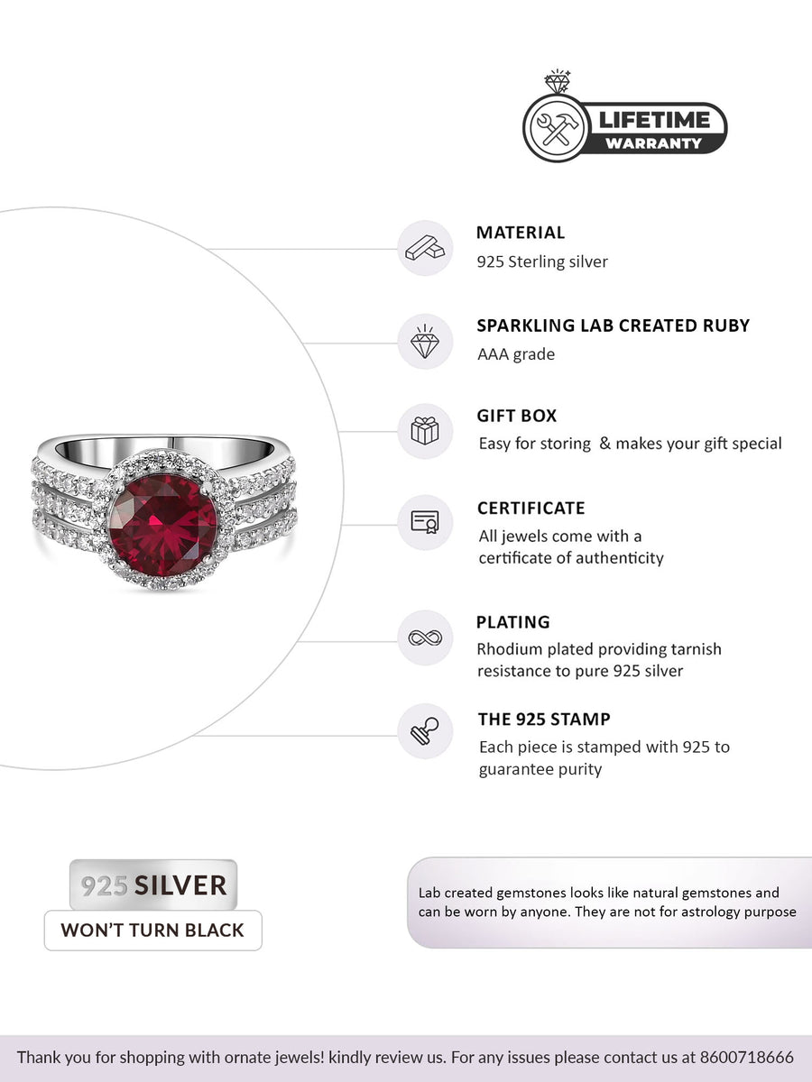 2 Carat Ruby Solitaire Band Ring In Silver-5