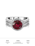 2 Carat Ruby Solitaire Band Ring In Silver