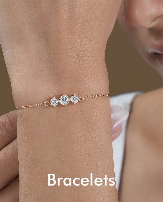 Buy Online Pure 925 Silver Bracelets for womens, Tennis Bracelets for womens , Charm bracelets, Station bracelets, 3 stone bracelets 
