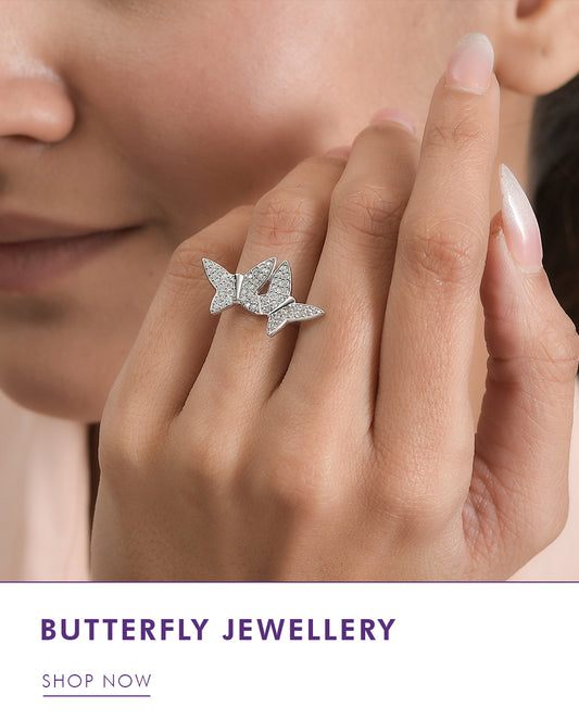 Silver butterfly ring online for women 