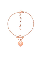 Rose Gold Heart Charm Toggle Bracelet-2