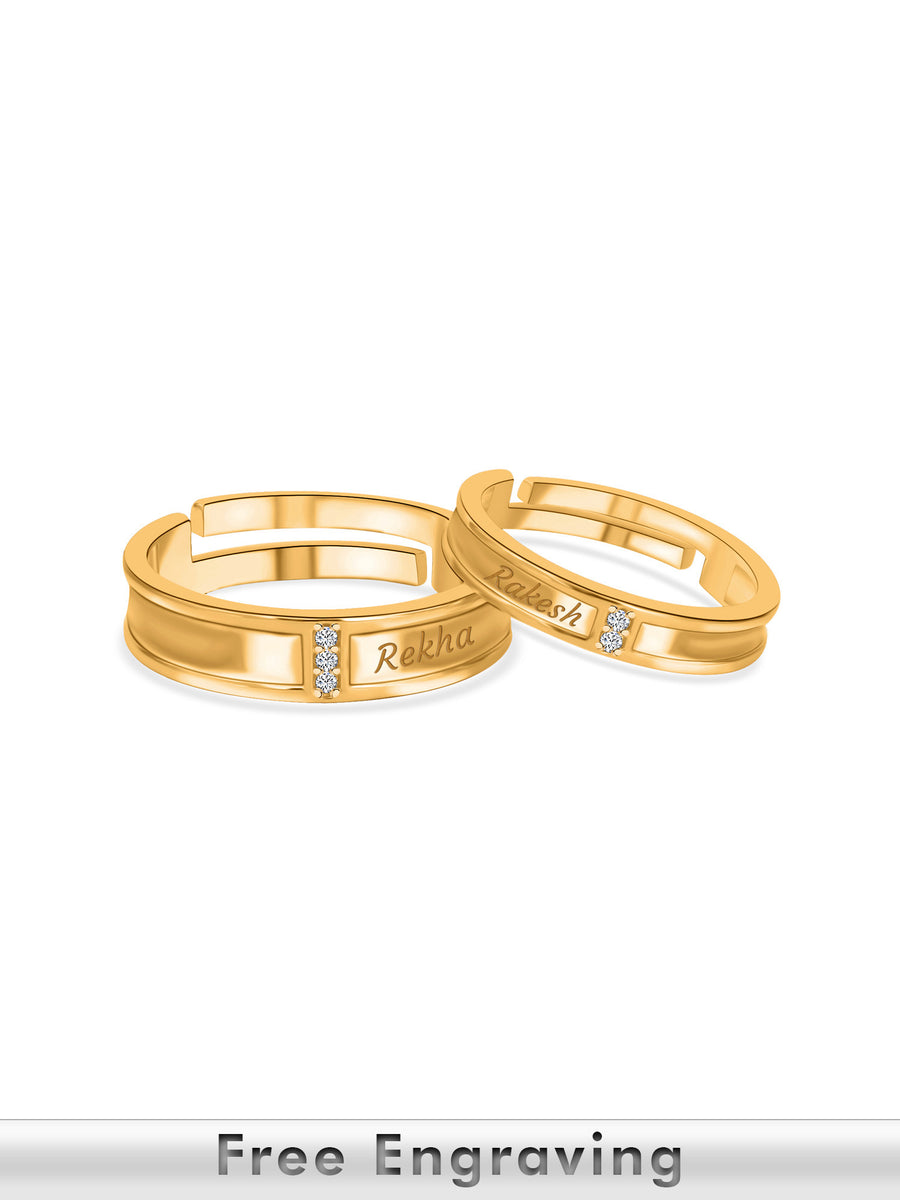 Golden Adjustable Silver Rings For Couple