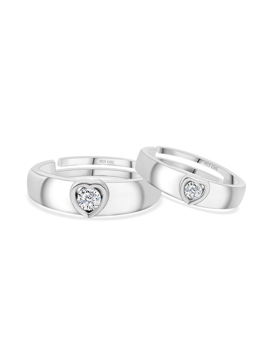 HEART DESIGN 925 SILVER COUPLE RING-2