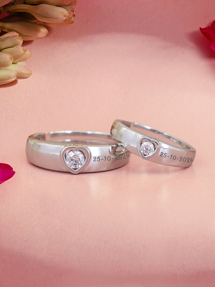 HEART DESIGN 925 SILVER COUPLE RING