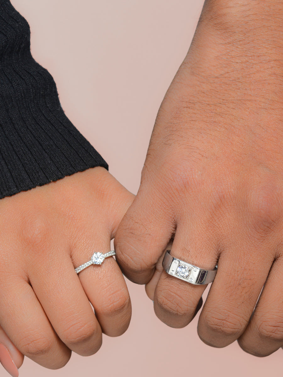 LOVERS ADJUSTABLE SILVER COUPLE RINGS-2