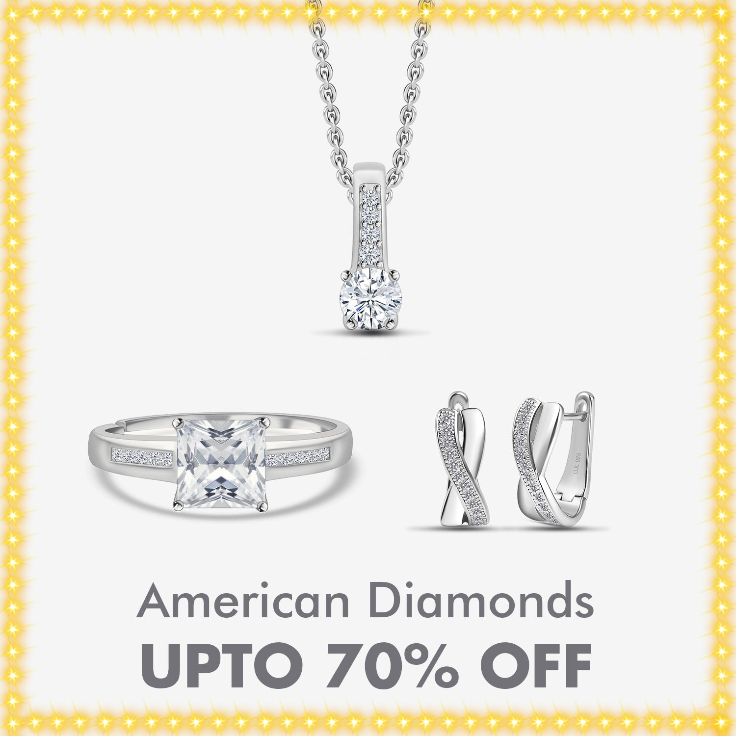 Buy Diamond Look American Diamond Jewellery for every Occasion, Rings for womens, Rings for mens, Bracelets for womens, Necklace for womens
